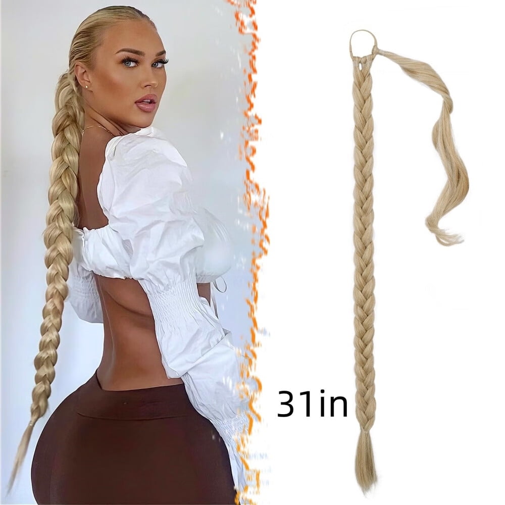 30 Inch Long Braided Ponytail Extension - Straight Wrap  display picture 3