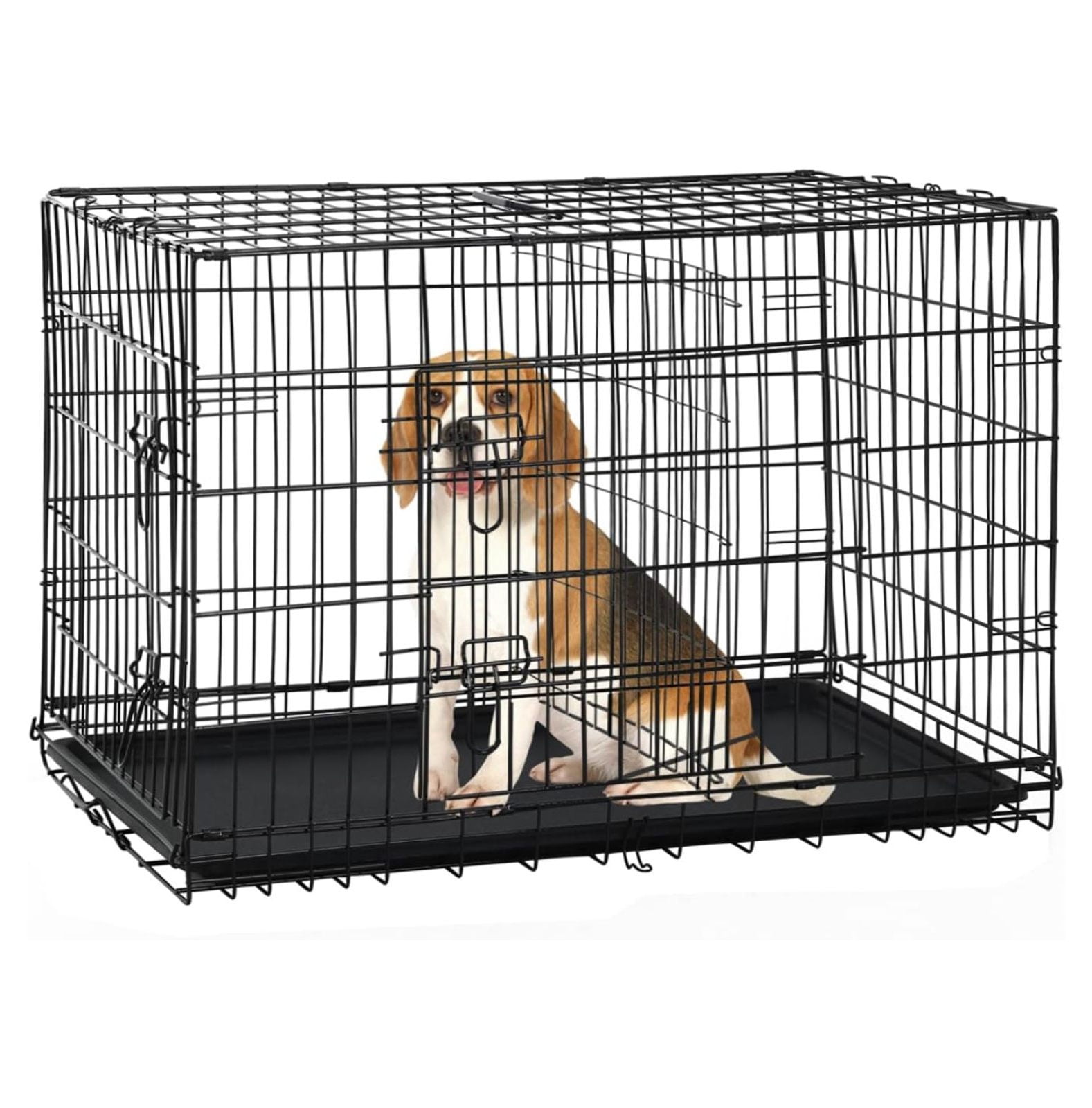 30 Inch Medium Dog Crate, Dog Kennel Metal Wire Folding Dog Crates for