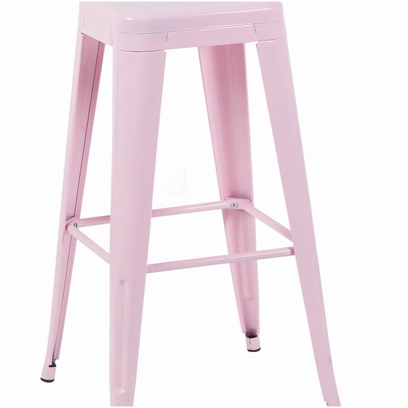 30 Inch Metal Bar Stools Set of 2, Backless Kitchen Stool in Pink, Easy Assemble Counter Stools for Home & Cafe