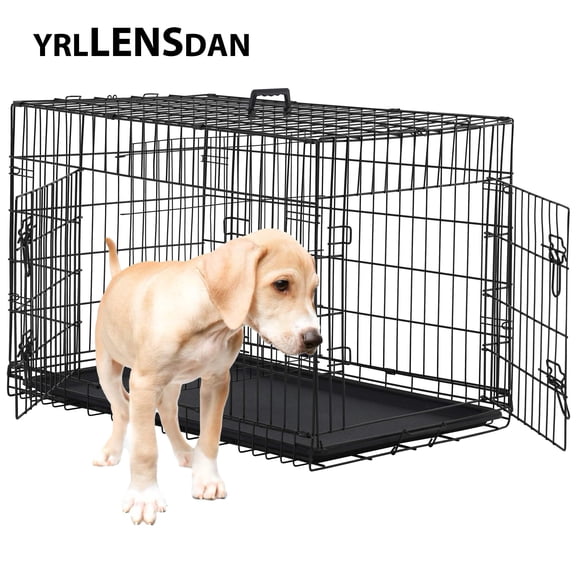 30 inch Dog Crates for Small Dogs Puppy Crate Foldable Metal Dog Crate Small Dog Kennel Indoor Dog Cage for Small Dog 10-30 Pounds, Black