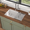 thumbnail image 1 of 30 Inch Modern White Quartz Workstation Kitchen Sink  Single Bowl Undermount Sink with Accessories, 1 of 11