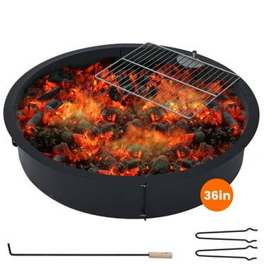 30 Inch Outdoor Fire Pit Ring, 2.5mm Thick Heavy Duty Steel Round Fire Pit Insert, 36 In-Outer Wood Burning Fire Pit Kit, 10 Inch Height Campfire Ring for Camping, BBQ