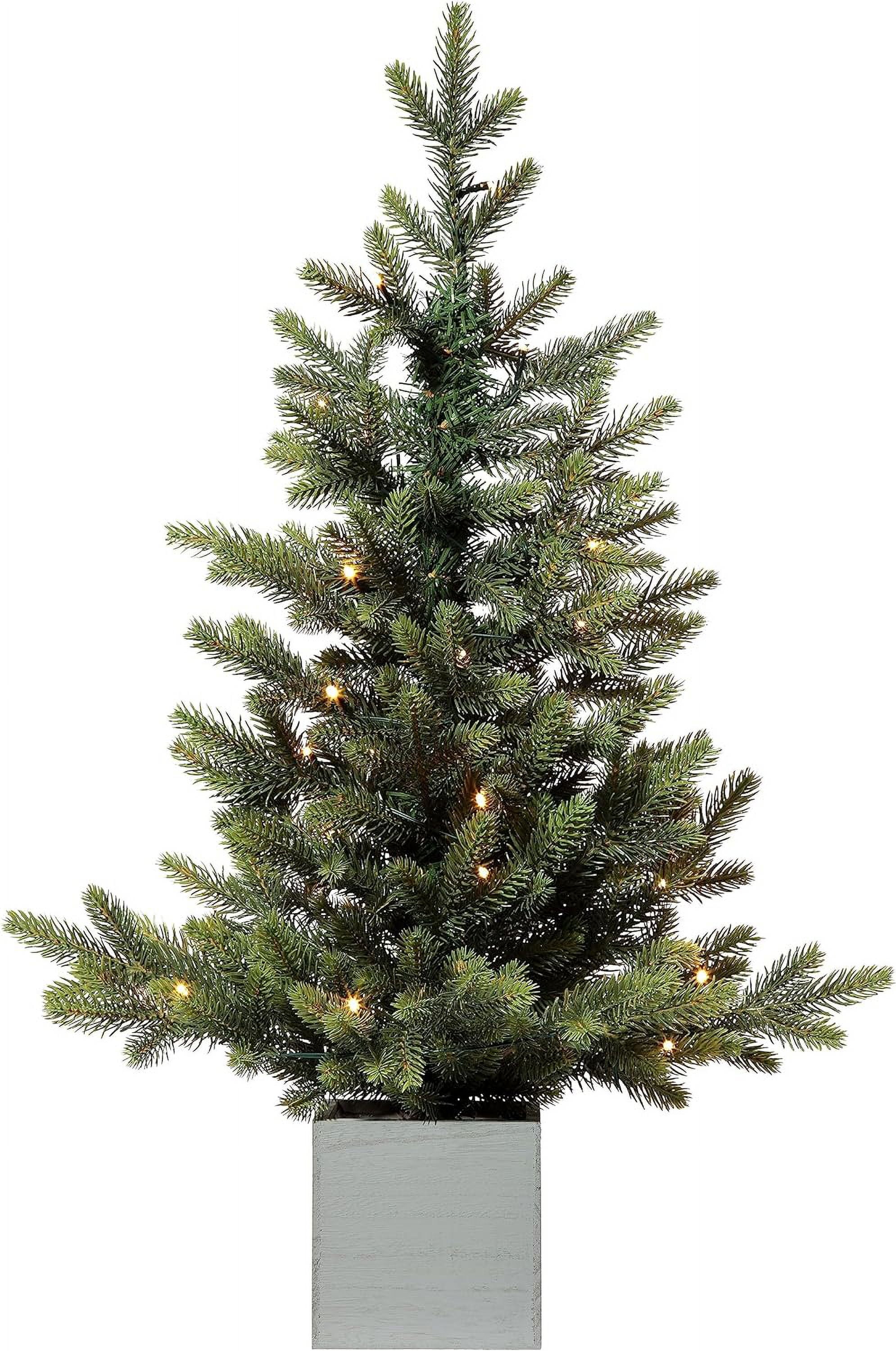 30 Inch PRELIT Fraser FIR Potted Tree in Wooden Pot, 35 Warm White