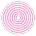 thumbnail image 1 of 30 Inch Pink &White Christmas Tree Skirt, Annual Rings Tree Mat with Pom Poms for Xmas Tree Halloween Indoor Home Holiday Party Christmas Decorations, 1 of 9
