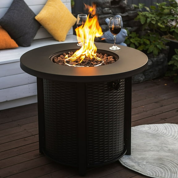 30 Inch Propane Fire Pits Table 40,000 BTU Firepits Outdoor Fire Table With Lid Add Warmth Ambience For Heating Bonfire Atmosphere Patio Garden Party