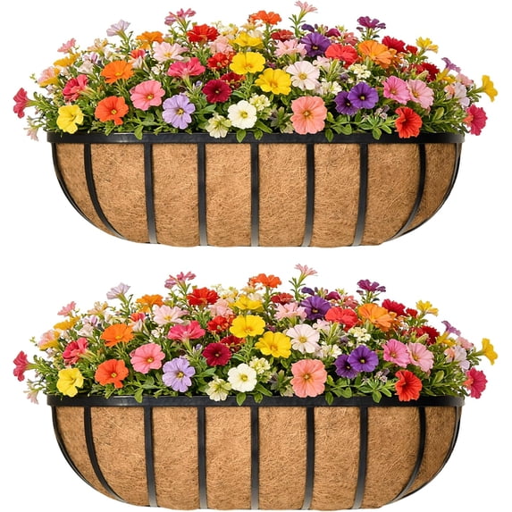 30 Inch Railing Planter Window Box Deck Balcony Rail Planter with Coco ...