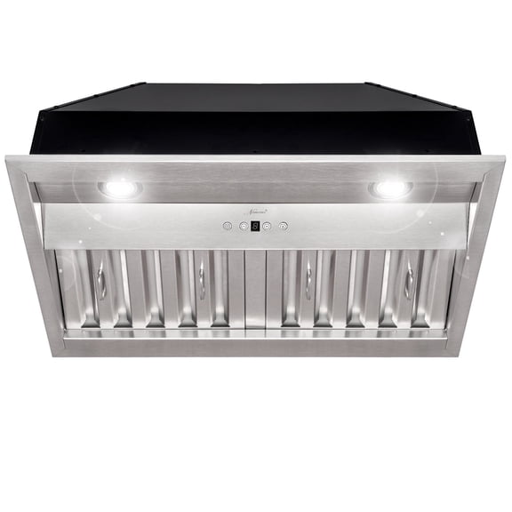 Akicon 30 Inch Stainless Steel Range Hood Insert, 600 CFM Ducted Built-in Vent Hood, Ultra Quiet, Dimmable Cool & Warm Dual LED Lights, Dishwasher Safe Filters