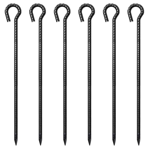 30 Inch Rebar Stakes 1/2" Dia 6 Pack Long Tent Stakes with Loop