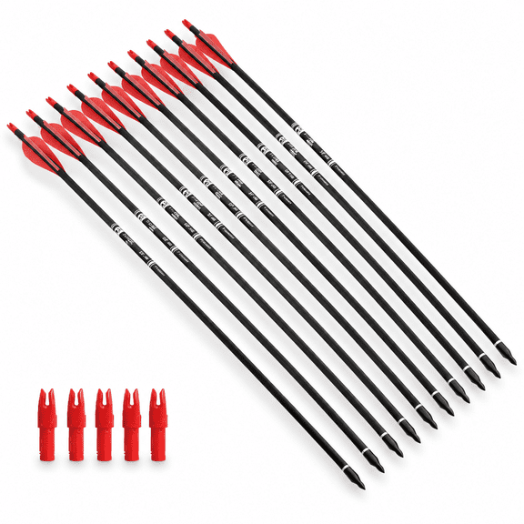 30 Inch Red White Carbon Archery Arrows For 35-60 Pound Recurve Compound Long Bows