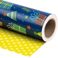 thumbnail image 1 of 30 Inch Reversible Birthday Wrapping Paper - 30 X 100 Feet Roll Blue Happy For Party  Shower And More Occasions, 1 of 6