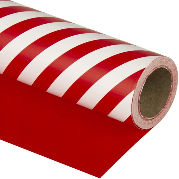 30 Inch Reversible Wrapping Paper - Jumbo Roll Red and Stripes Design for Birthday, Holiday, Wedding, Baby Shower Wrap - 30 inch x 33 feet