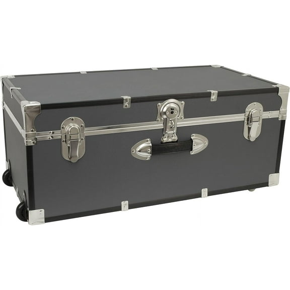 30-Inch Rolling Storage Trunk with Lock, Heavy-Duty Wheeled Lockable Storage Box, Gray Multipurpose Organizer Chest for Home, Garage, Office & Outdoor Use-Gray