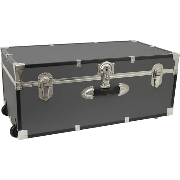 30-Inch Rolling Storage Trunk with Lock, Heavy-Duty Wheeled Lockable Storage Box, Gray Multipurpose Organizer Chest for Home, Garage, Office & Outdoor Use-Gray