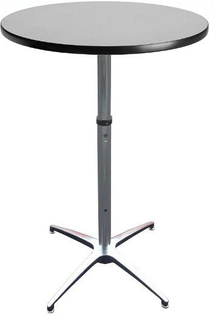 Adjustable Round Gray Wood Bar Height Table with Chrome Base