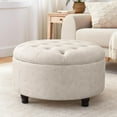 thumbnail image 1 of 30-Inch Round Storage Ottoman, Button Tufted Ottoman Coffee Table with Removable Top for Living Room, Bedroom, Office (Beige), 1 of 13
