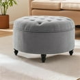 thumbnail image 1 of 30-Inch Round Storage Ottoman, Modern Button Circle Storage Coffee Table with Removable Lid Top,Upholstered Large Footrest Stool for Bedroom,Living Room,Grey, 1 of 16