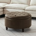 thumbnail image 1 of 30-Inch Round Storage Ottoman, Modern Button Circle Storage Coffee Table with Removable Lid Top,Upholstered Large Footrest Stool for Bedroom,Living Room,PU Leather,Coffee, 1 of 15
