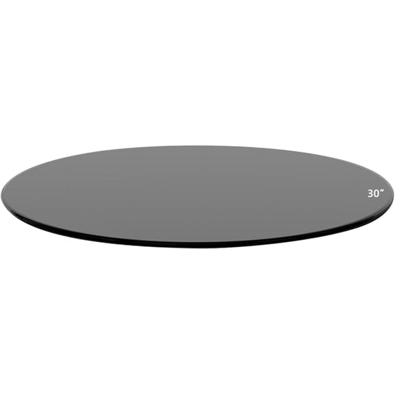30" Inch Round Tempered Glass Table Top Black Glass 1/4" Inch Thick Round Polished Edge