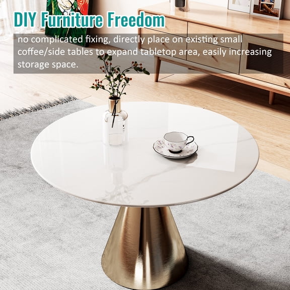 30"Inch Round Tempered Glass Table Top with marble design,DIY Replacement&Cover Desktop,White Dining Tabletop,Coffee Tabletop,Patio Tabletop,Suitable for Indoor & Outdoor