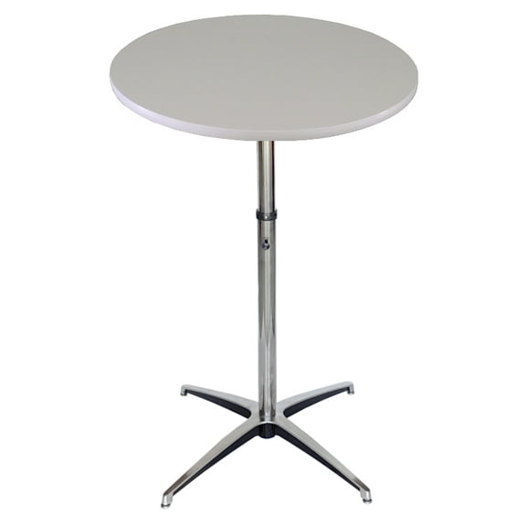 30 Inch Round White Top Adjustable Height Cocktail Table-by Banquet Tables Pro