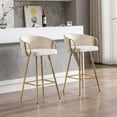 thumbnail image 1 of 30 Inch Set of 2 Bar Stools,with Chrome Footrest and Base Velvet + Golden Leg Simple Bar Stool,Cream, 1 of 9
