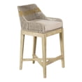 thumbnail image 1 of 30 Inch Set of 2 Barstool Chairs-Handcrafted Mango Wood-Beige Cushion, 1 of 9