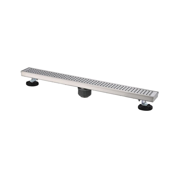 30 Inch Shower Drain - 304 Stainless Steel Square Grate - Removable Hair Strainer - Adjustable Leveling Feet - Bathroom Drain for Tile Floors