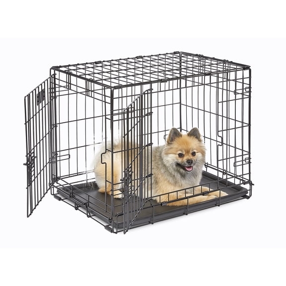 30 Inch Single Door Folding Dog Crate for 21–40 Lbs Medium Breed Dogs, Portable Kennel with Divider Panel, Leak-Proof Tray & Secure Latch