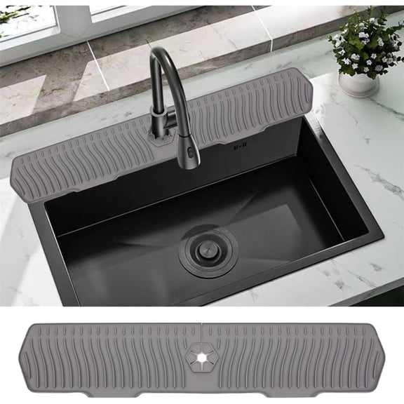 30 Inch Sink Splash Guard, Large Size Kitchen Sink Splash Guard, Faucet Handle Drip Catcher Tray for Kitchen Countertop, Bathroom, (Grey)