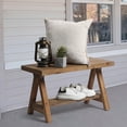 thumbnail image 1 of 30-Inch Solid Wood Farmhouse Entryway Bench, Rustic Storage Bench Seat for Indoors, Living Room, or Dining Room, Natural, 1 of 6