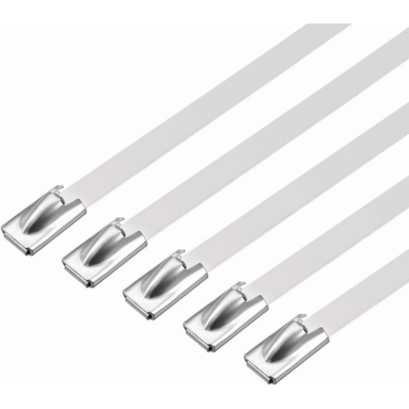 30 Inch Stainless Steel Cable Zip Ties 0.18 Inch Width Metal Exhaust Wrap 25pcs for Exhaust Wrap, Outdoor Fence