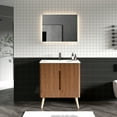 thumbnail image 1 of 30-Inch Striped Walnut Bathroom Vanity with Sink - Freestanding or Wall-Mounted Modern Cabinet for Space-Saving Storage & Easy Assembly, 1 of 7