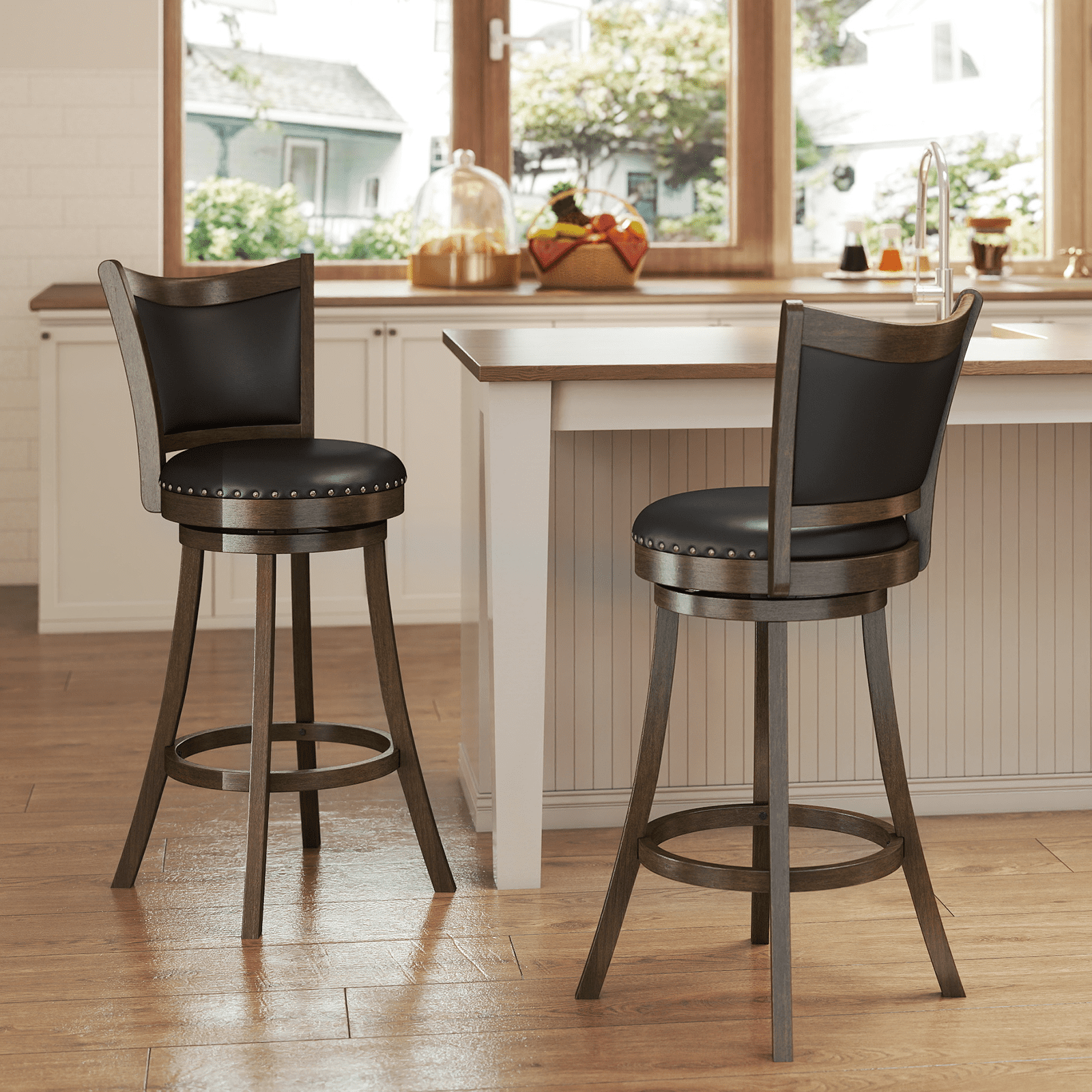 30 Inch Swivel Bar Stools Set of Rotated Counter Height Barstool