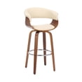 thumbnail image 1 of 30 Inch Swivel Faux Leather Barstool with Curved Open Back, Brown- Saltoro Sherpi, 1 of 5