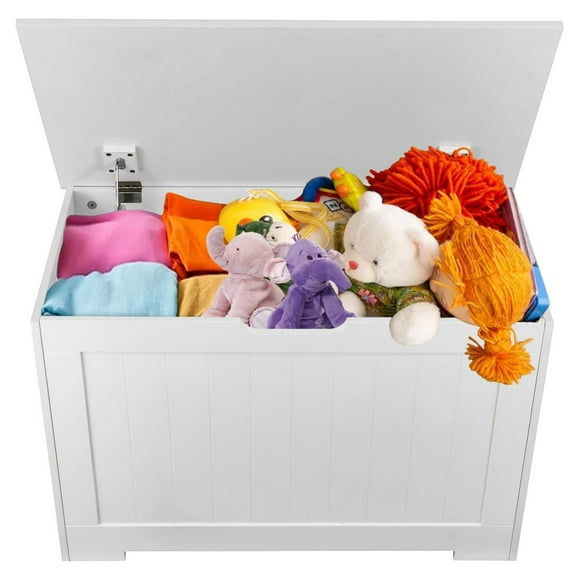 30 Inch Toy Chest Wooden Storage Bench 150L Toy Box Blanket Chests Trunks Foot Rest Seat for Bedroom Living Room Entry White