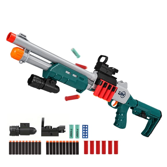 30-Inch Foam Blaster with Flashlight Shell Ejecting, Manual Loading Spring Soft Dart Blaster for Outdoor Fun 14+ Years Old