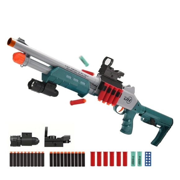 30-Inch Toy Foam Blaster with Flashlight Airsoft, Shell Ejecting, Manual Loading Spring Soft Dart Blaster for Outdoor Fun