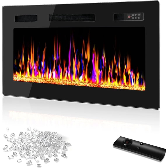 30 Inch Ultra Thin Electric Fireplace-Narrow Bezel Linear Fireplace Heater Recessed Wall Mounted, Remote and Screen Control, 8H Sleep Timer, Low Noise, 750/1500W for Living Room, Bedroom