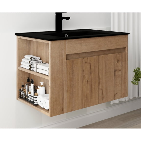 30 Inch Vanity for Small Bathrooms | Compact Design for Tight Spaces, Soft-Close Drawers | Water-Resistant Surface, Long Service | Meets Small Space Storage Needs
