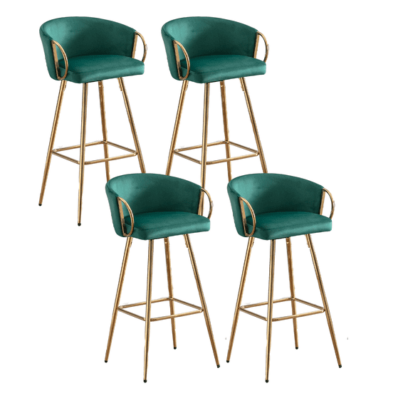 30 Inch Velvet Dining Chairs, Modern Dining Chair with Golden Metal Legs, Simple Bar Stool Upholstered Dining Chairs, Accent Desk Chair Dining Room, Kitchen, Vanity, Living Room(Green,Set of 4)