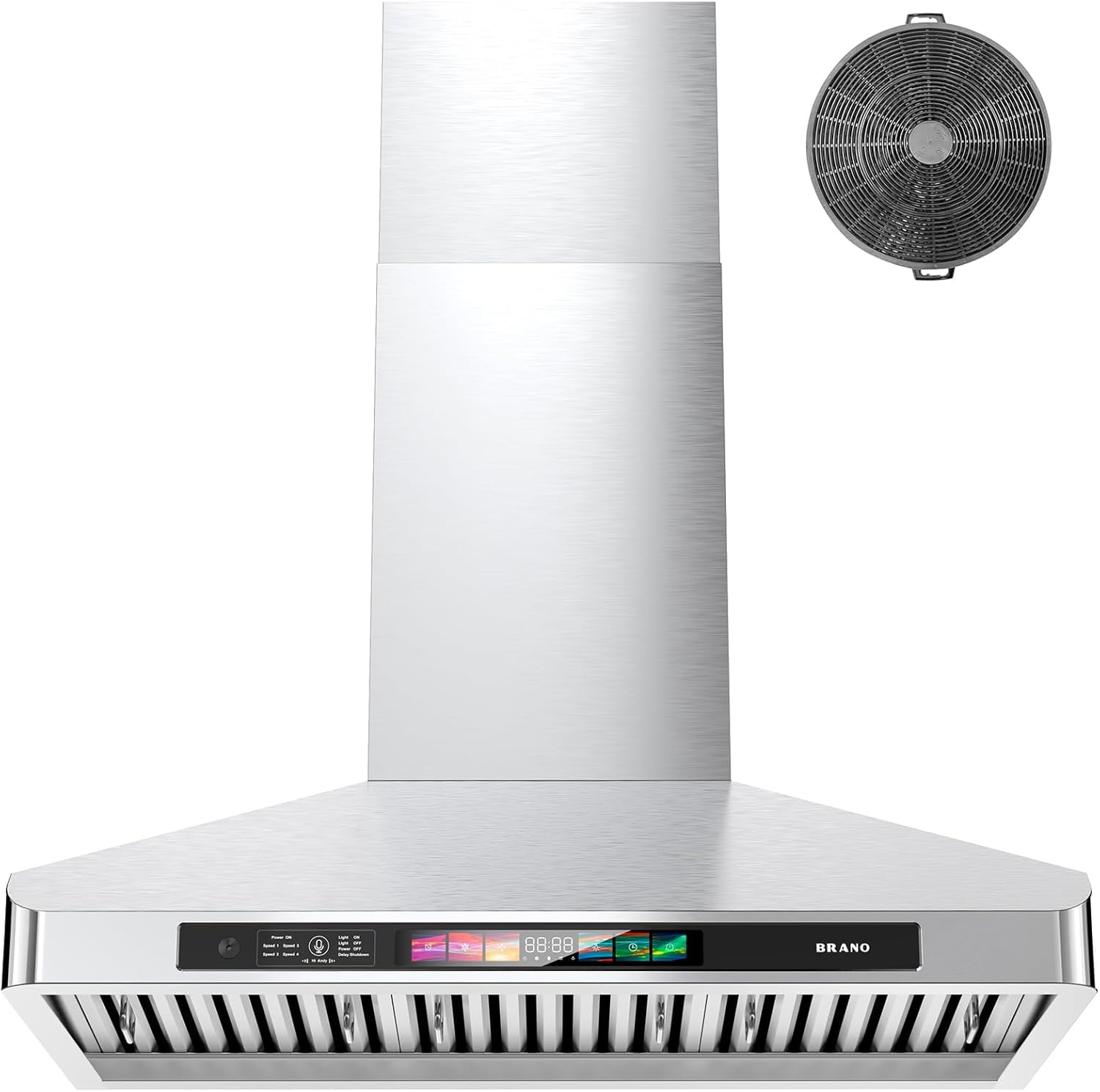 30 Inch Wall Mount Range Hood,900 CFM Kitchen Vent Hood,Kitchen Chimney Vent Stainless Steel with Voice Control/Gesture Sensing/Touch Control Switch Panel, 2 Pcs Adjustable Lights
