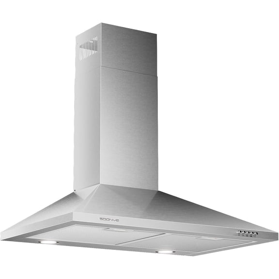 24 Inch Wall Mount Range Hood Stainless Steel Ducted/Ductless Convertible Kitchen Exhaust Hood with 450 CFM Motor, 3 Speed Fan, LED Lighting and Dishwasher Safe Filters