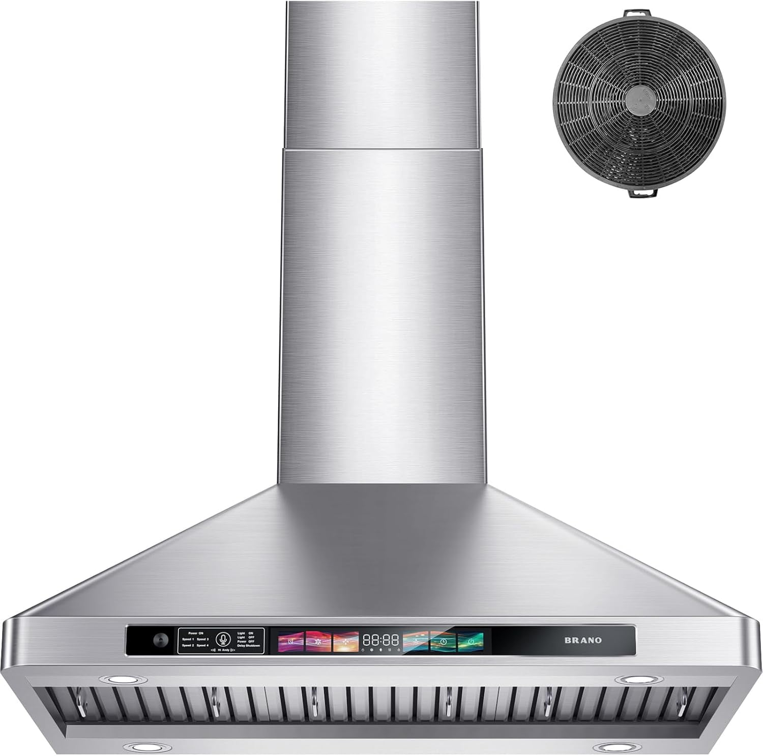 30 Inch Stainless Steel Convertible Wall Mounted Range Hood with Touch Control