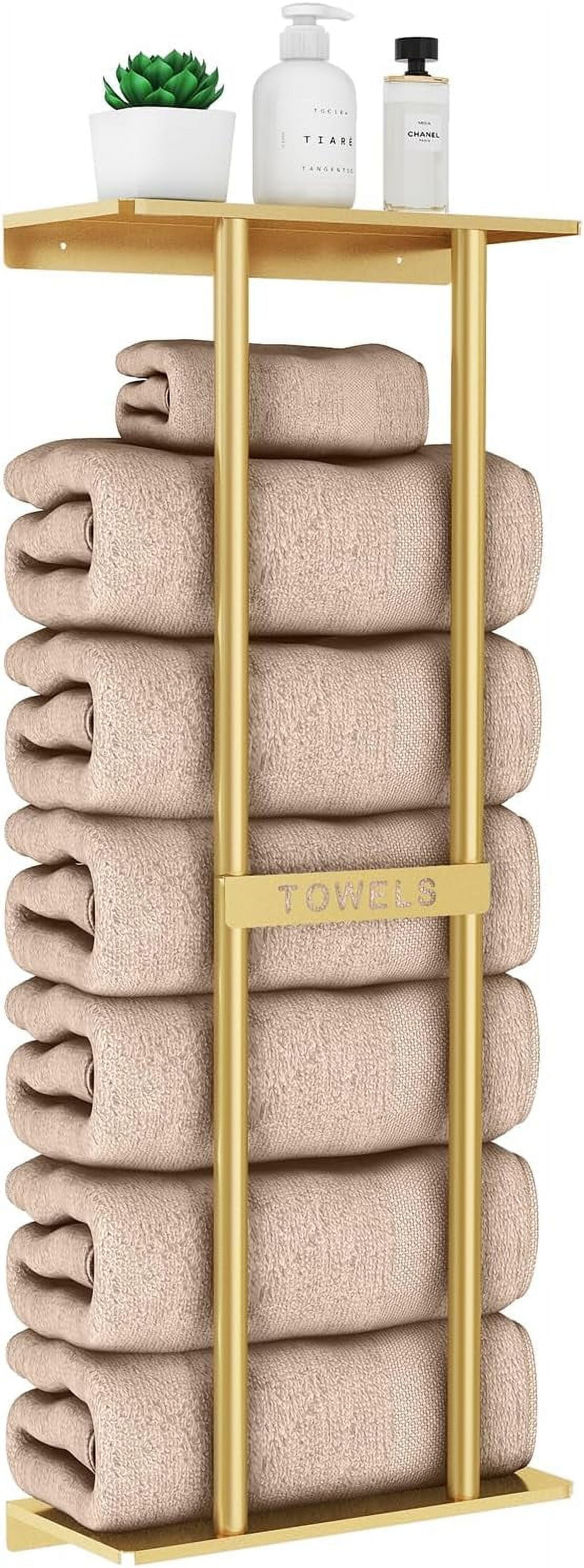 30 Inch Wall Mounted Bathroom Towel Storage Rack with Shelf for Rolled ...