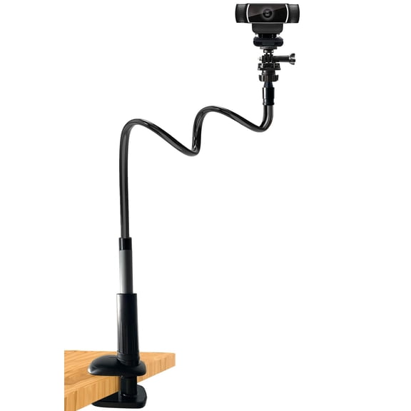 30 Inch Webcam Stand Camera Mount, Upgraded Thick Base Flexible Gooseneck Camera Stand Desk Webcam Mount Clamp for Logitech Webcams C930e C930 C920 C922x C922 Brio 4K C925e C615, Gopro Hero 8 7 6 5 4