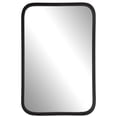 thumbnail image 1 of 30 Inch Wood Rectangular Wall Mirror, Rounded Corners, Black, Saltoro Sherpi, 1 of 5
