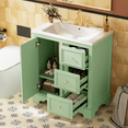 thumbnail image 1 of 30-Inch bathroom vanity cabinet with ceramic basin, 3 drawers and adjustable shelves, 1 of 13