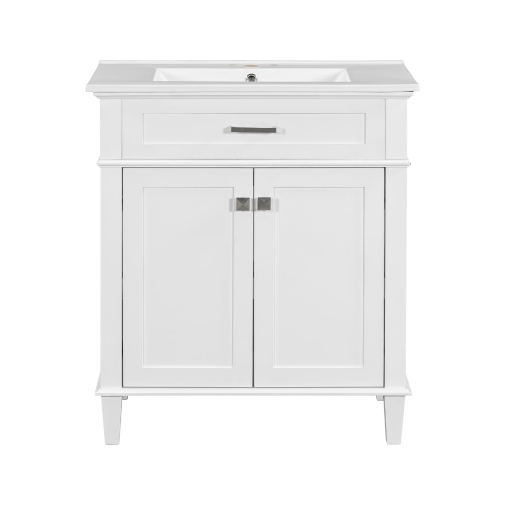 30 Inches Bathroom Vanity with Ceramic Sink, Bathroom Sink Cabinet with ...