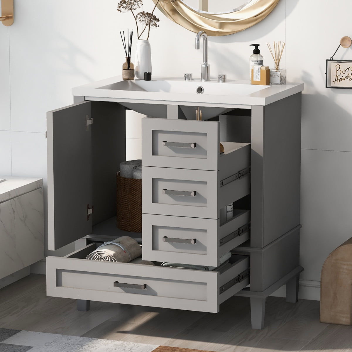 30 Inches Bathroom Vanity with Sink Combo Set and SoftClose Doors