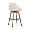 thumbnail image 1 of 30 Inches Leatherette Swivel Barstool, Cream and Brown- Saltoro Sherpi, 1 of 5